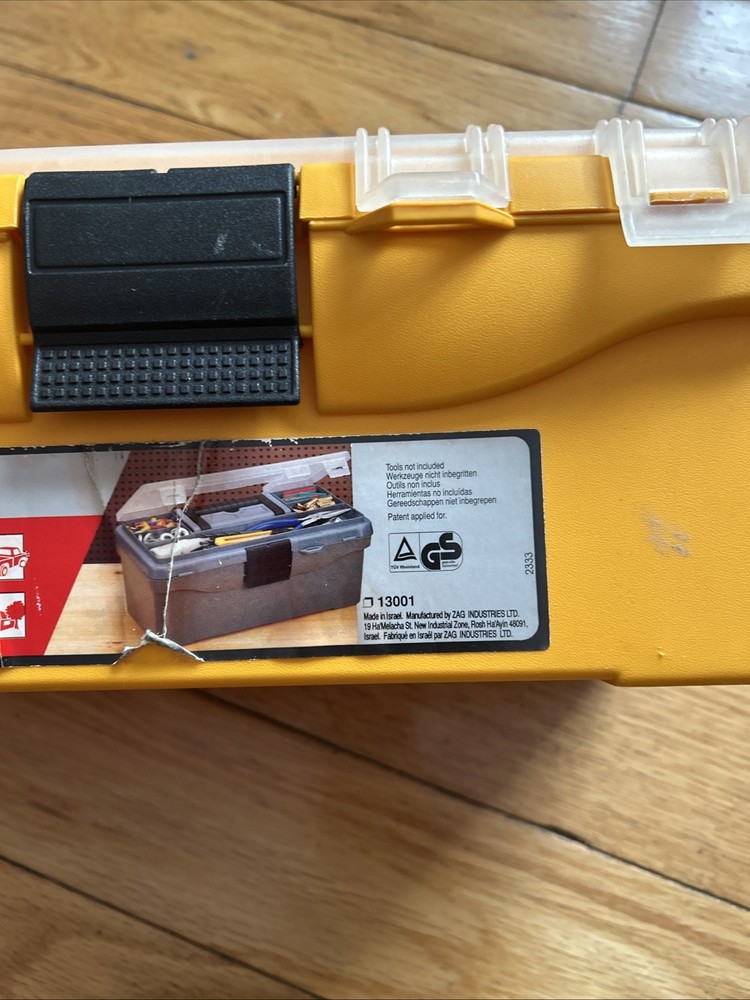 Zag Plastic Tool Box 12.5” Vintage Yellow Two Compartments