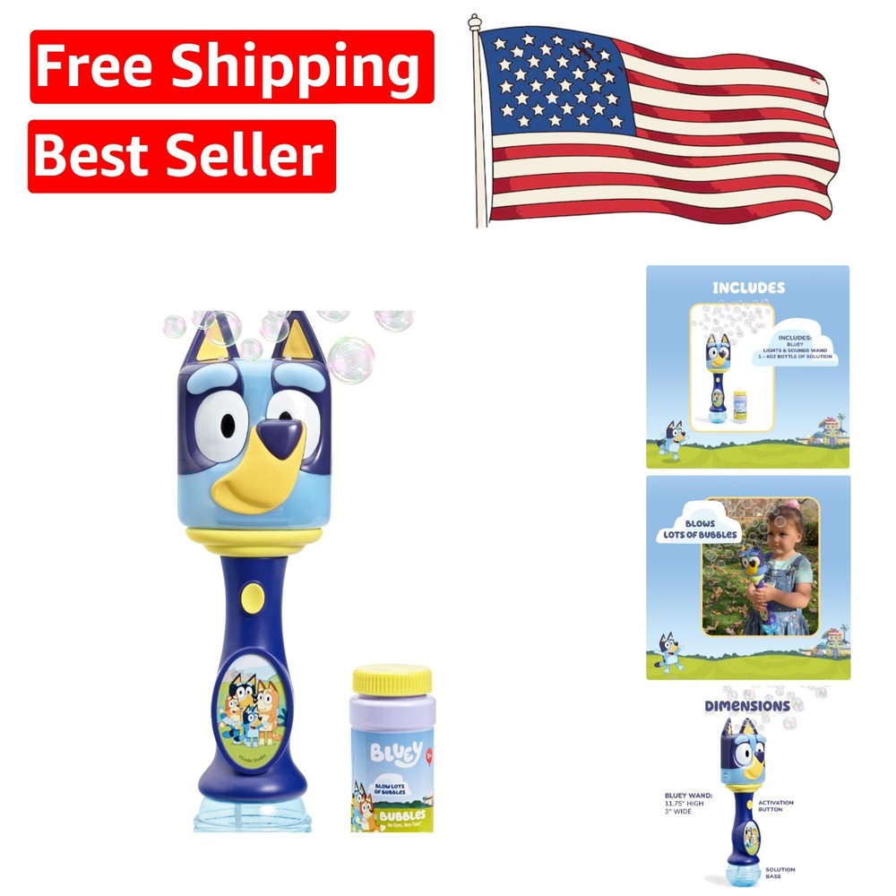 Enjoy Endless Bubbles with BLUEY Light-Up Toy - Includes Musical Bubble Solution