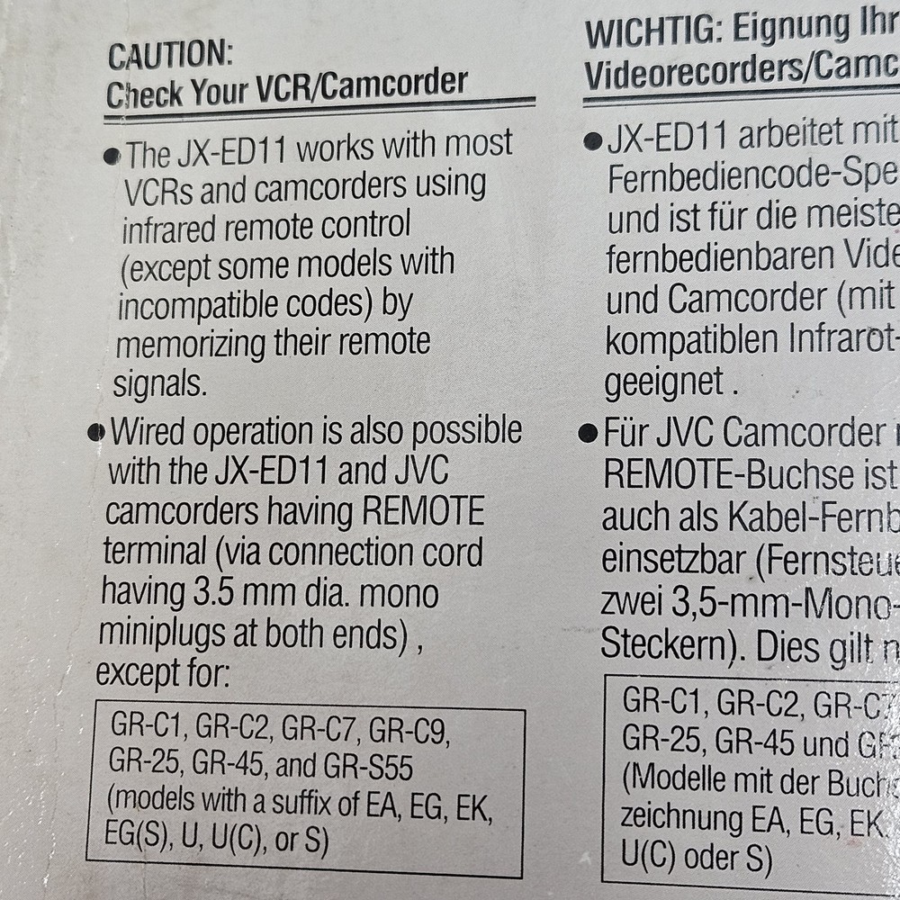JVC EDI Tool Video Editing Controller For VCR VHS Camcorder JX-ED11
