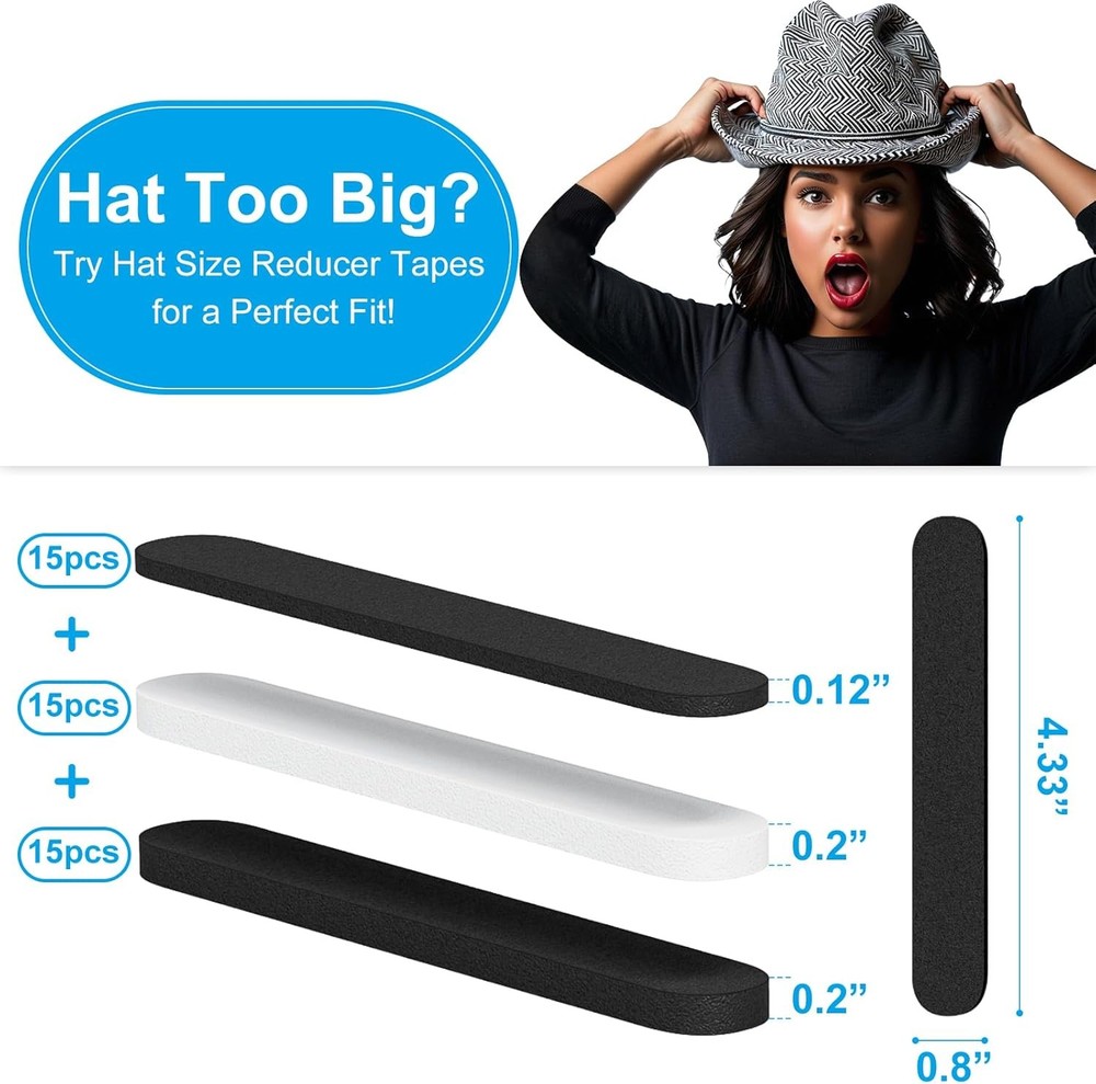 (Pack of 45) Hat Size Reducer, Hat Sizer Reducer Insert, Make Smaller Sweatband,