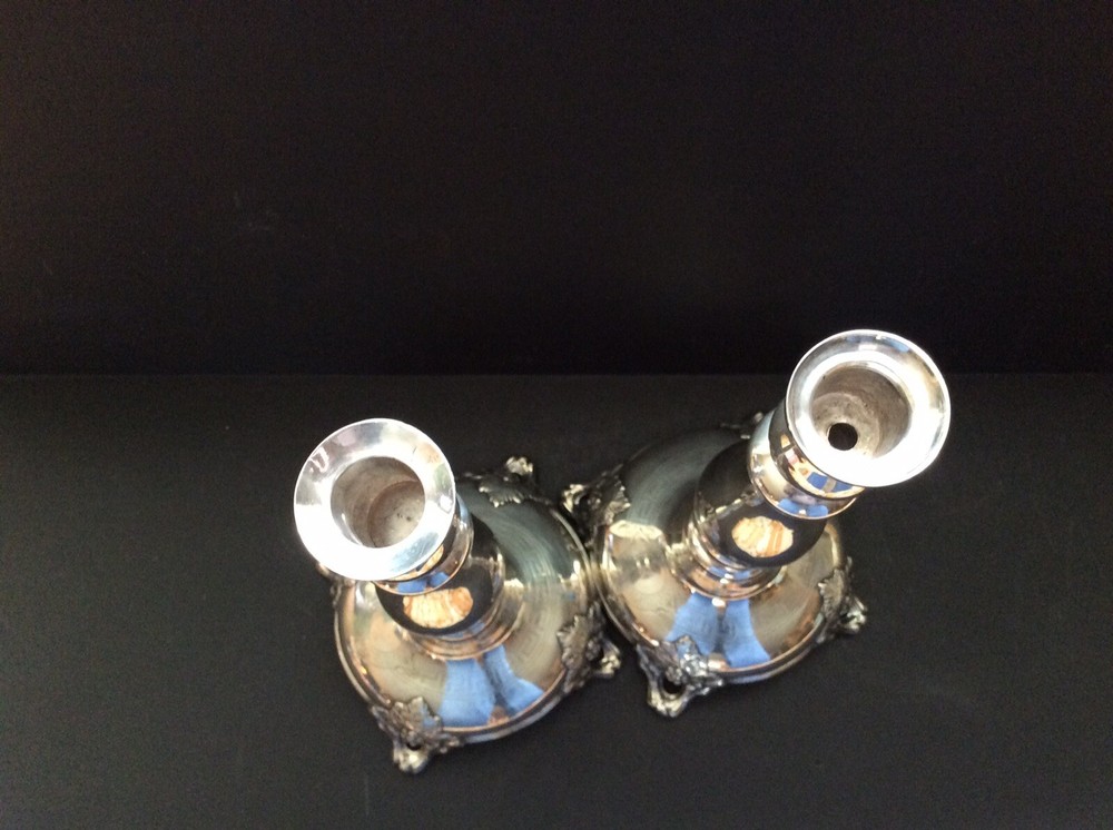 Pair of European Solid Silver Sabbath Candleholders