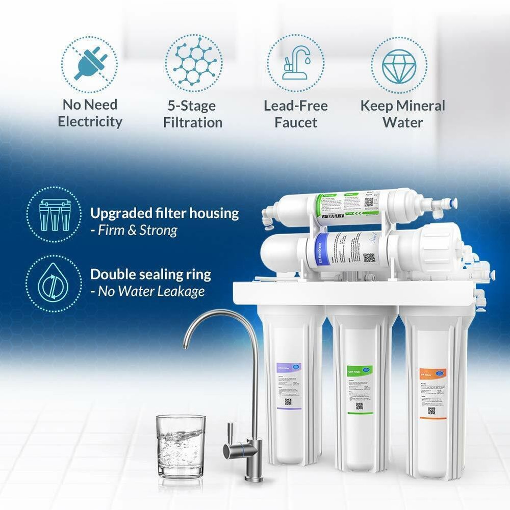 5 Stage Reverse Osmosis System Drinking Water Filtration System Water Purifier