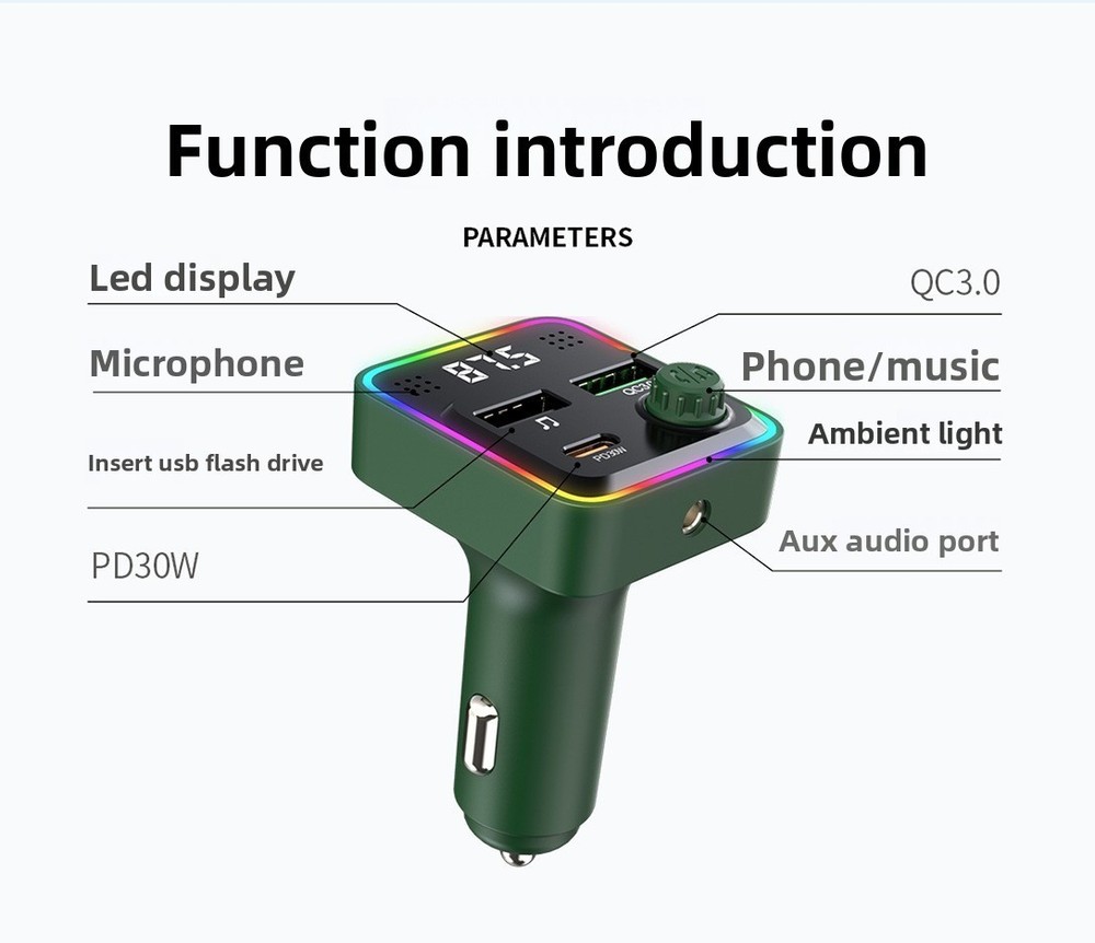 Dual USB Car Charger Fast Charging Bluetooth for iPhone Android Quick Charging