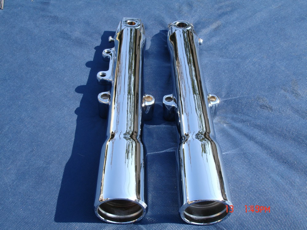 07-10 Chrome Harley Fork Legs Sliders Heritage Softail 45500014 Exchange Program