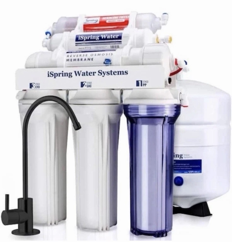iSpring RCC7AK-BLK 6-Stage Alkaline Reverse Osmosis System Black Fauce
