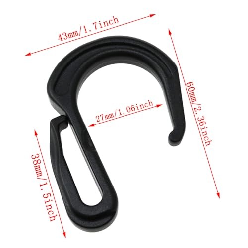 Black Plastic Elastic Cord Hook Cargo Net Hooks Bungee Hooks Plastic S Hook