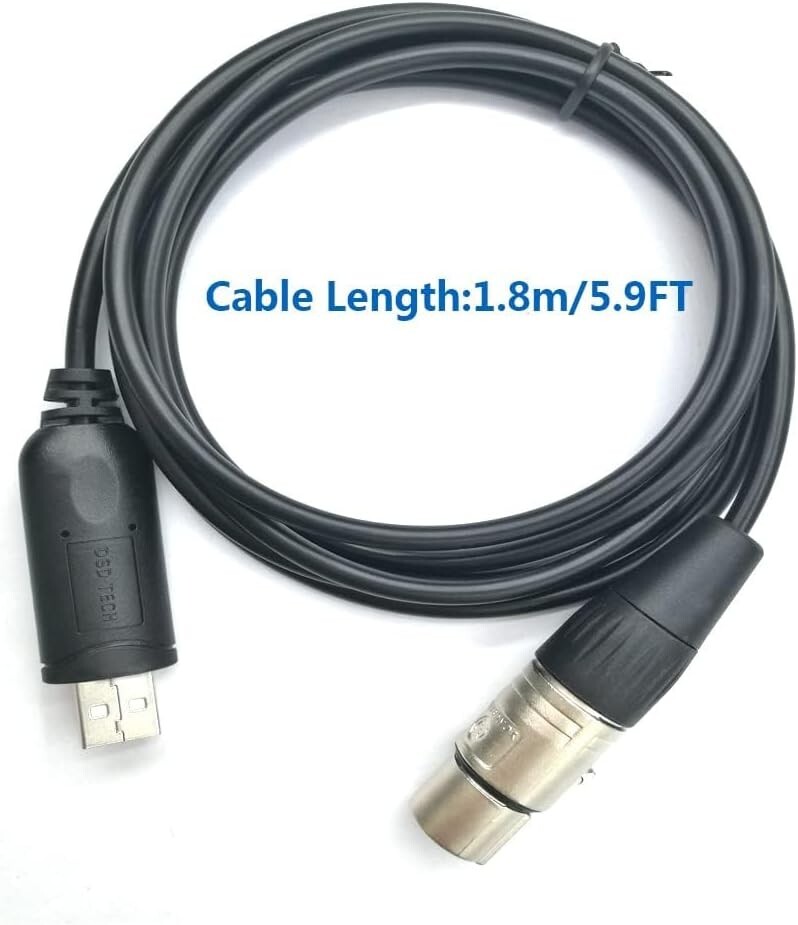 High-Quality USB to DMX Interface Cable, 5.9FT - Ideal for Lighting Equipment