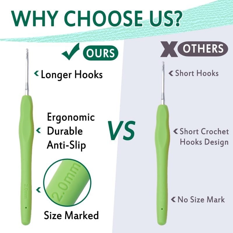 Crochet Hooks Set, Ergonomic Crochet Hooks with case for Arthritic Hands, Lig...