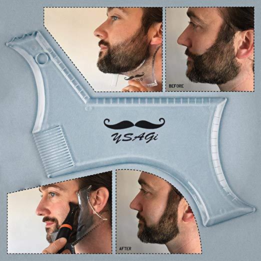 2pcs Mustache-Goatee-Liner-Beard-Lining-Shaping-Tool-Styling-Template-Grooming K