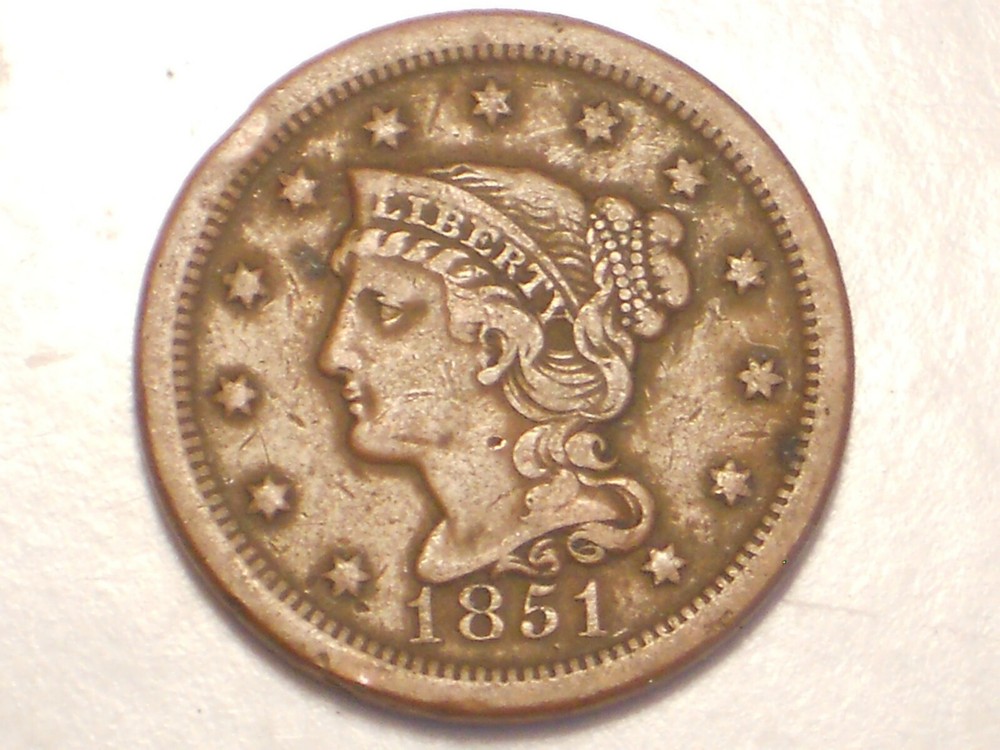 1851 Large Cent (VF & Attractive)