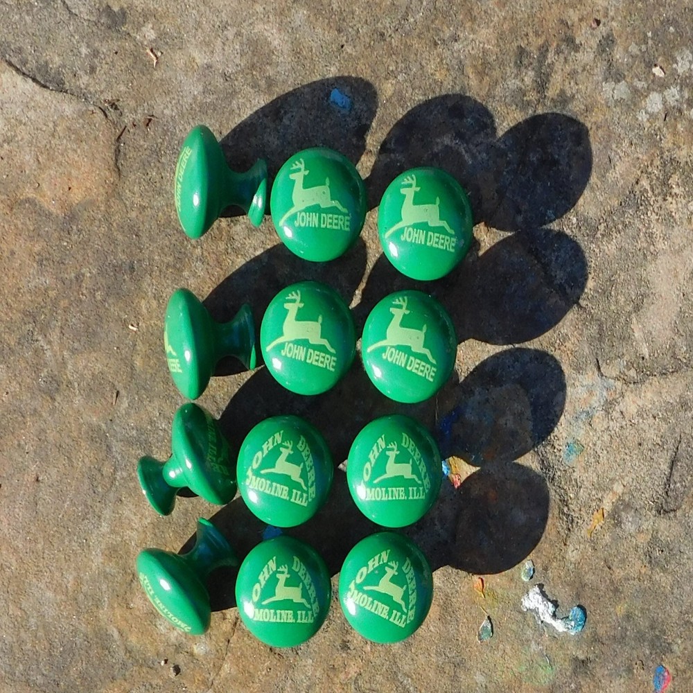 Set of 12 John Deere JD Tractor Kitchen Cabinet Knobs Pulls Dresser Drawer