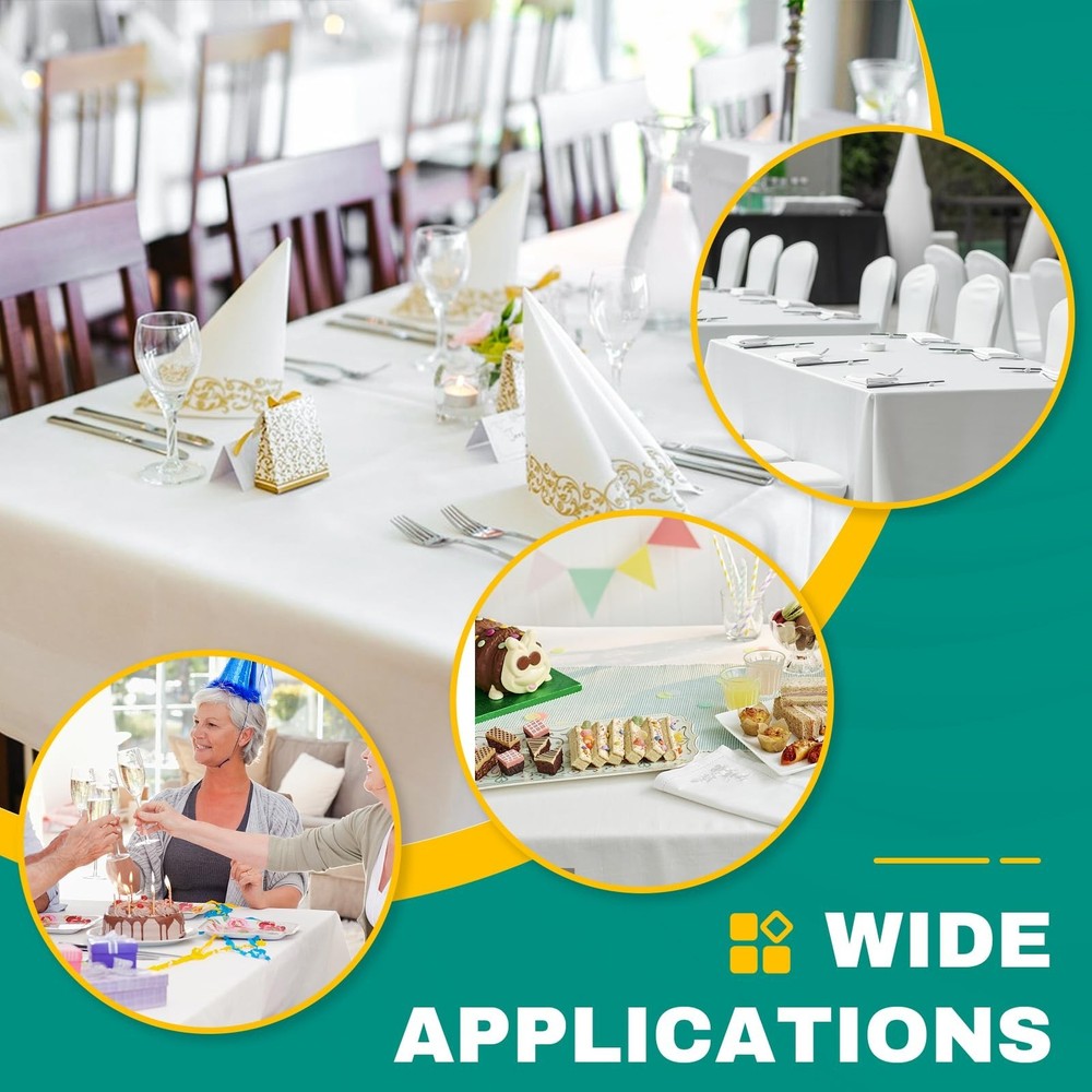 40 Pack White Plastic Table Cloths Disposable, 54 x 108 Inches Plastic Table ...
