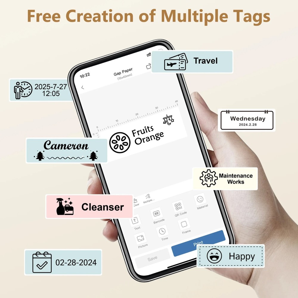 Polono Bluetooth Label Maker Thermal Printer, White, Model P31S - NEW!!!