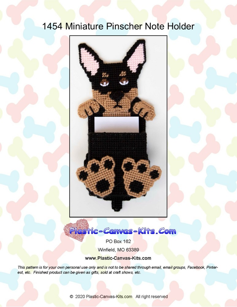 Miniature Pinscher Dog Note Holder-Plastic Canvas Pattern or Kit