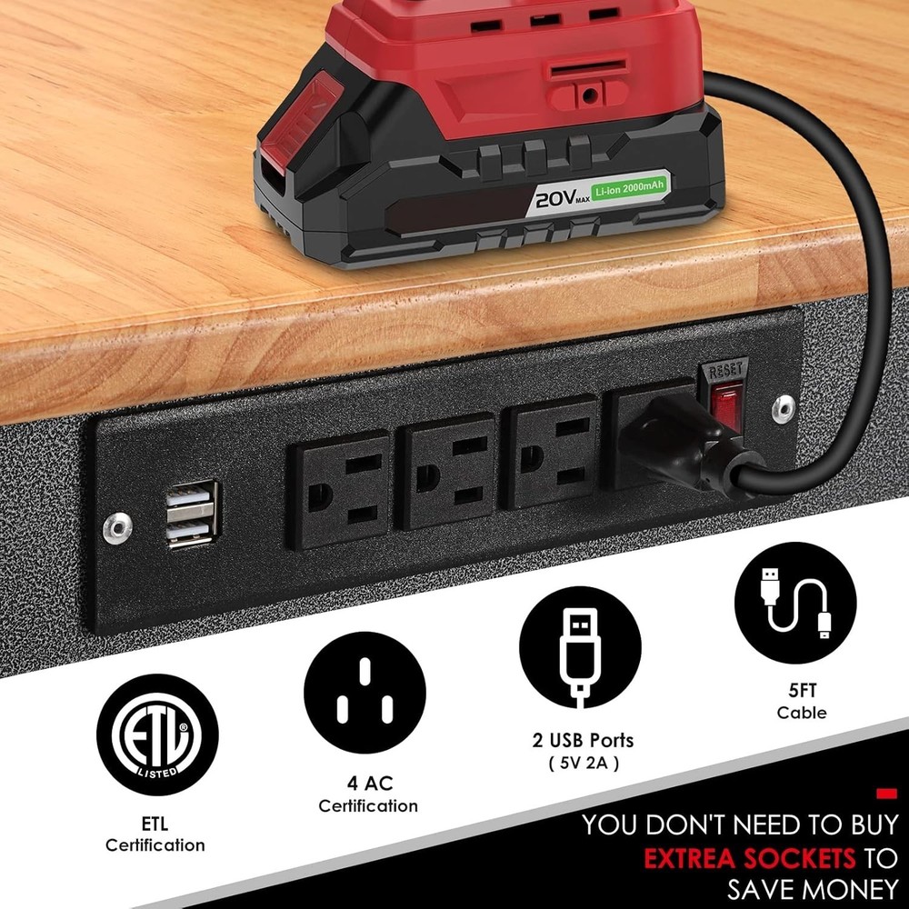 Adjustable Workbench with Power Outlet, 2000 LBS Load Capacity for Workshop