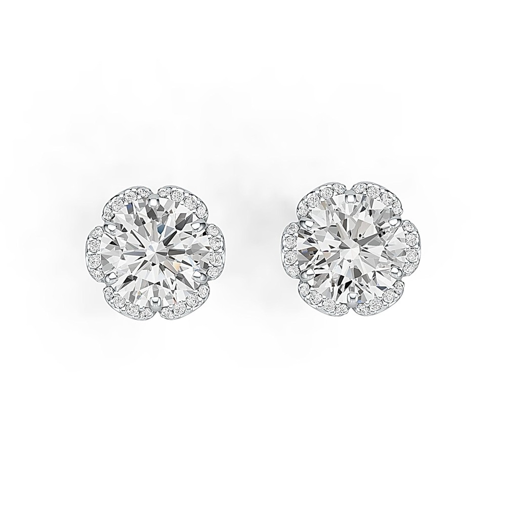 Sterling Silver Semi Mount Earrings Setting Round RD 8x8mm Stud