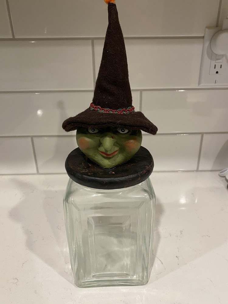 Vintage Halloween Witch Topper Jar