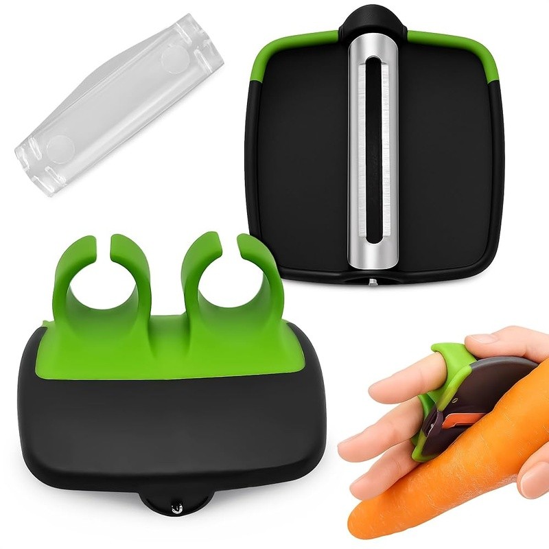 Ergonomic Vegetable Peeler Silicone Grip Double-Sided Blade Kitchen Tool New