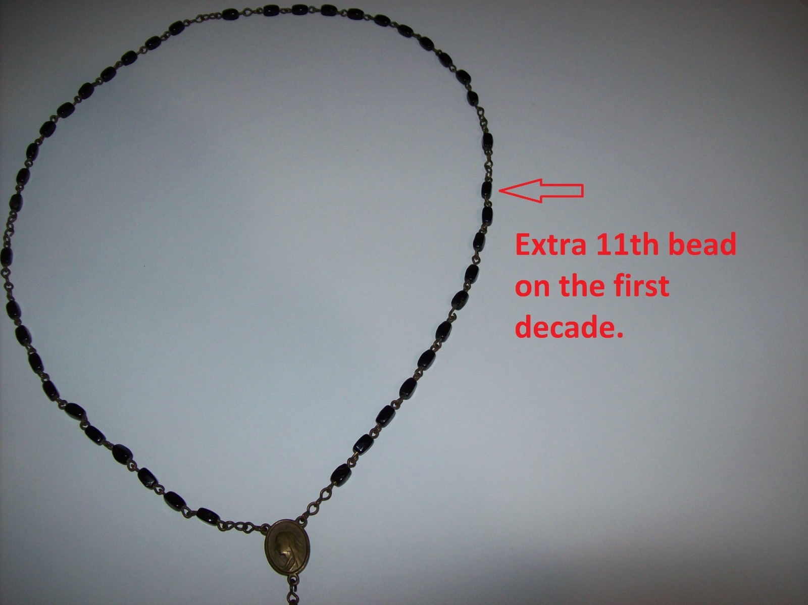 Vintage Catholic Rosary Black Beads Brass Crucifix Made in Czechoslovakia