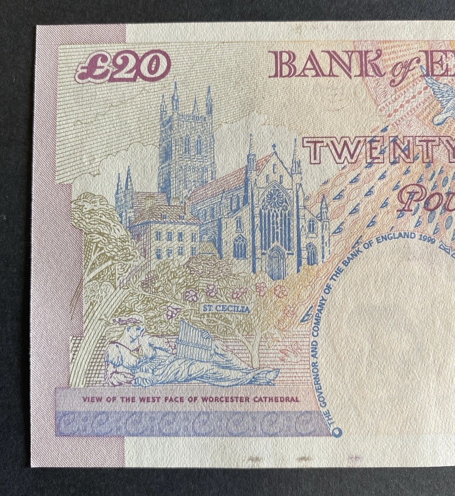 £20 Merlyn Lowther Prefix CJ40 Twenty Pound Note, Edward Elgar, Uncirculated