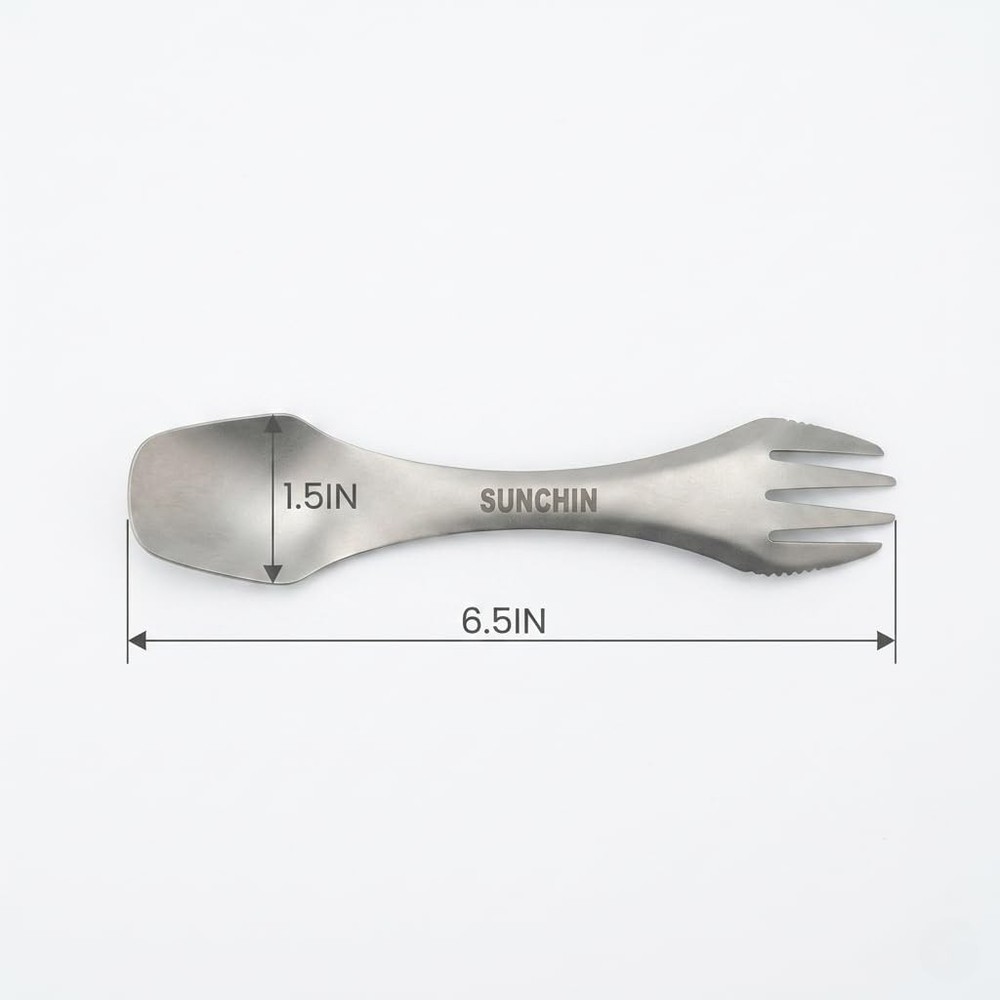 SUNCHIN Titanium 3 in 1 Fork,Spoon and Knife,multi function,Camping Utensil S...