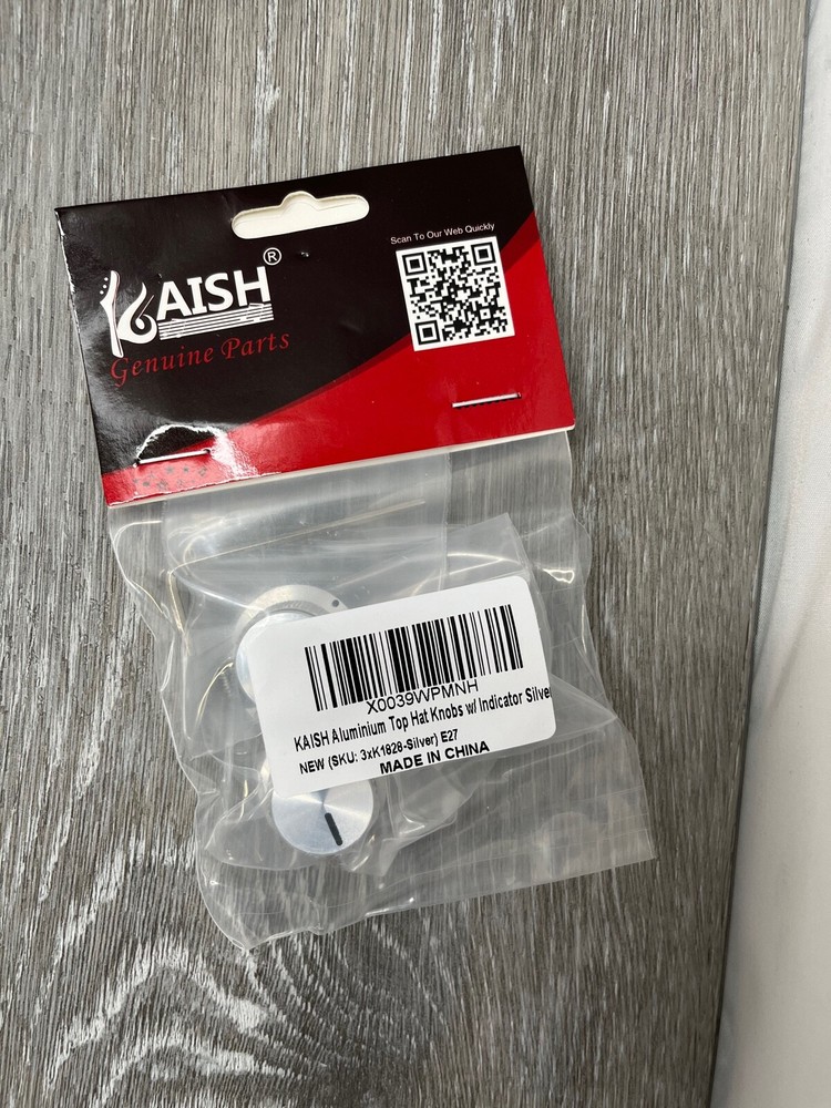 3-Pack KAISH K1828-Silver Aluminum Top Hat Knobs w/ Indicator, Silver