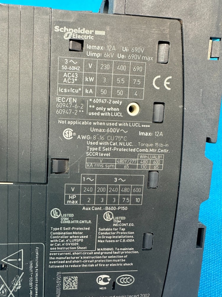 Schneider Electric TeSys 600V Motor Starter Advanced Control Unit LUCD12BL