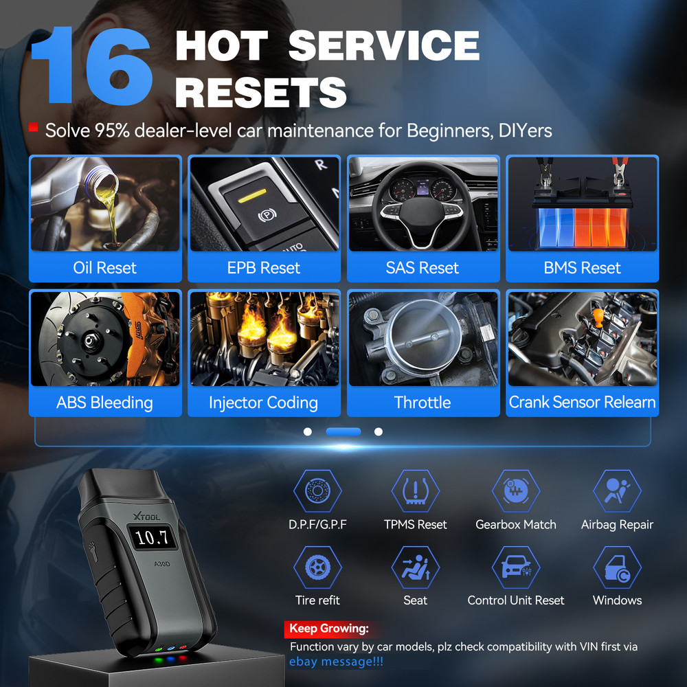 XTOOL A30D V2.0 BT OBD2 Full System Bidirectional Scan Tool 16+ Services F.CA
