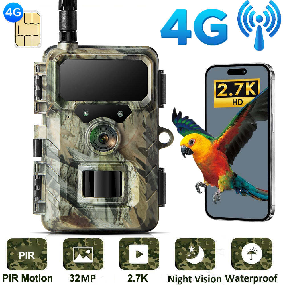 4G LTE Cellular Trail Camera + 64Gb SD Hunting Game Security Camera 0.1s Trigger