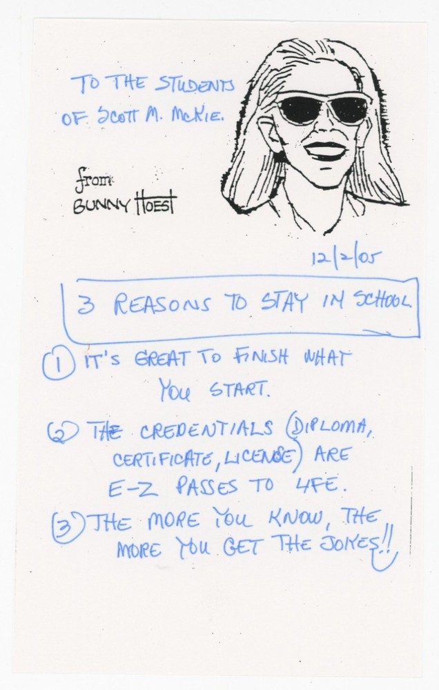 Bunny Hoest - Signed Page w/ Handwritten Signed Message