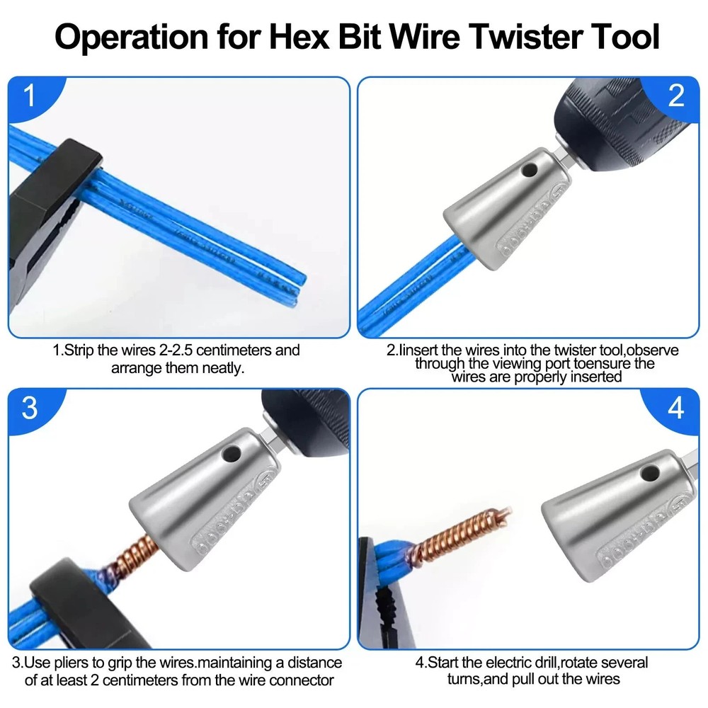 3PCS Heavy Duty Wire Twisting Tool Wire Cable Cable Connector Stripping Twister