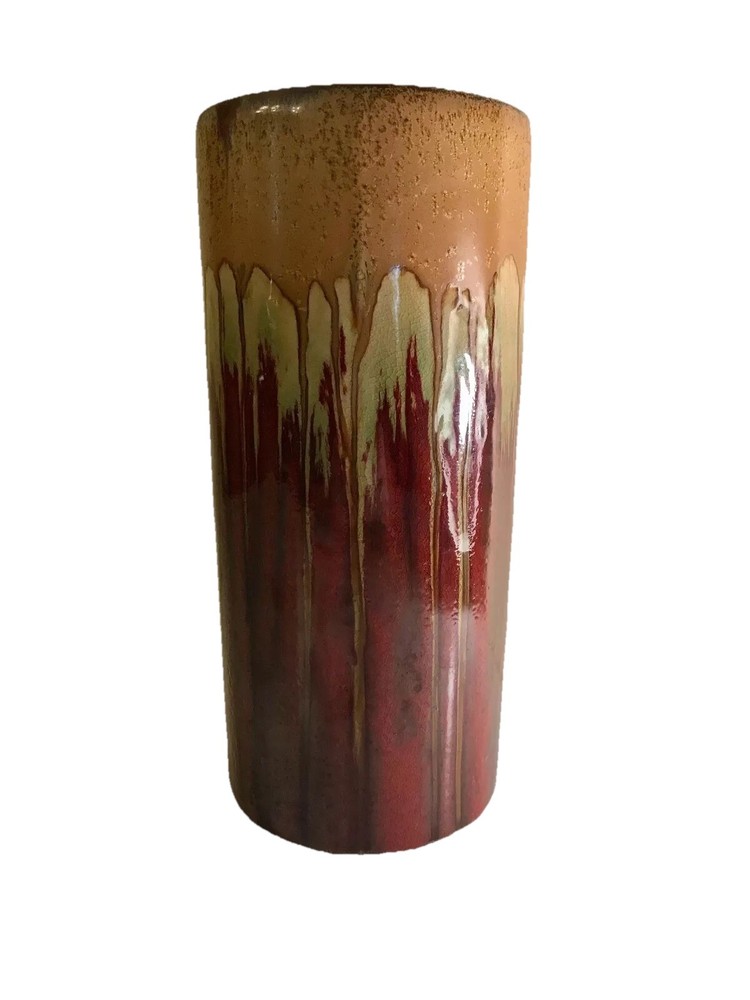 Clay Heavy  vase, fall colors, sturdy. Home Decor