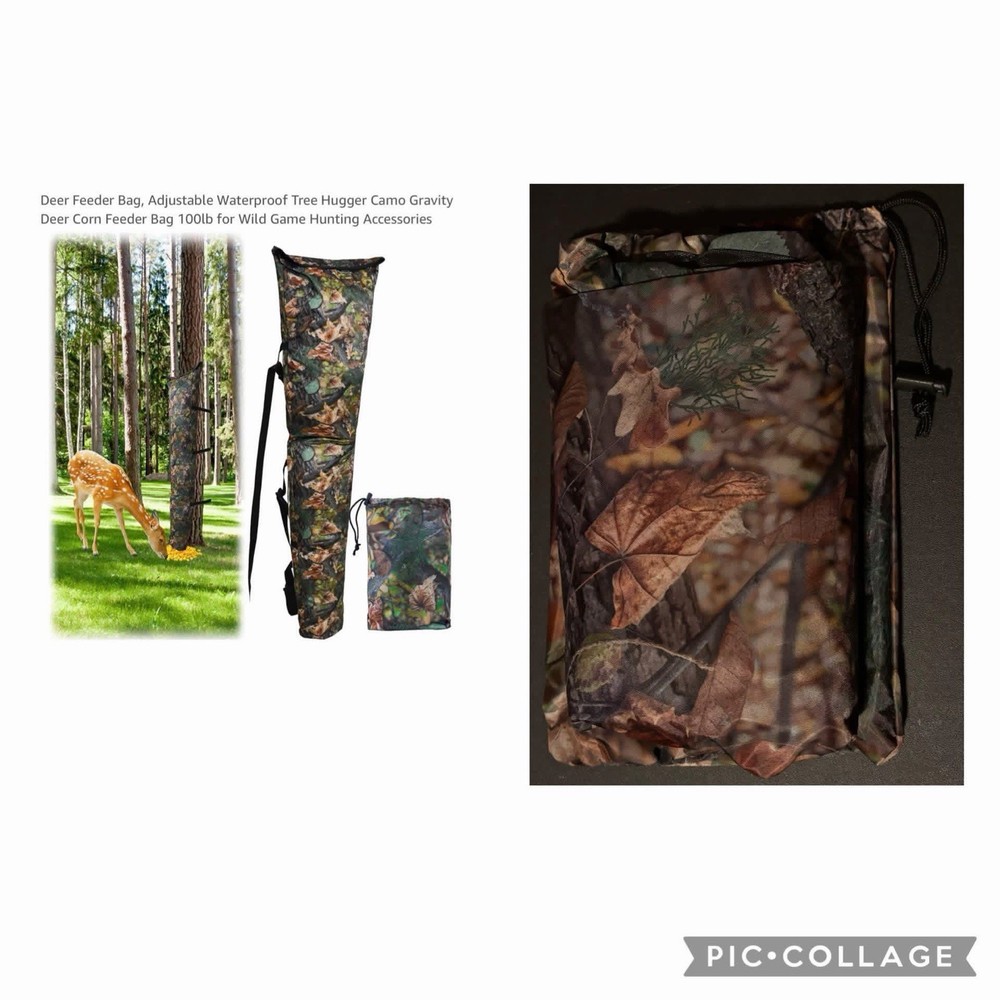 Adjustable Waterproof Tree Hugger Camo Gravity Deer Corn Feeder Bag 100lb