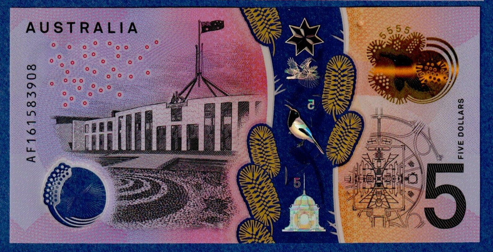 Australia 5 Dollars 2016 P-62a UNC Polymer Note Queen Elizabeth II