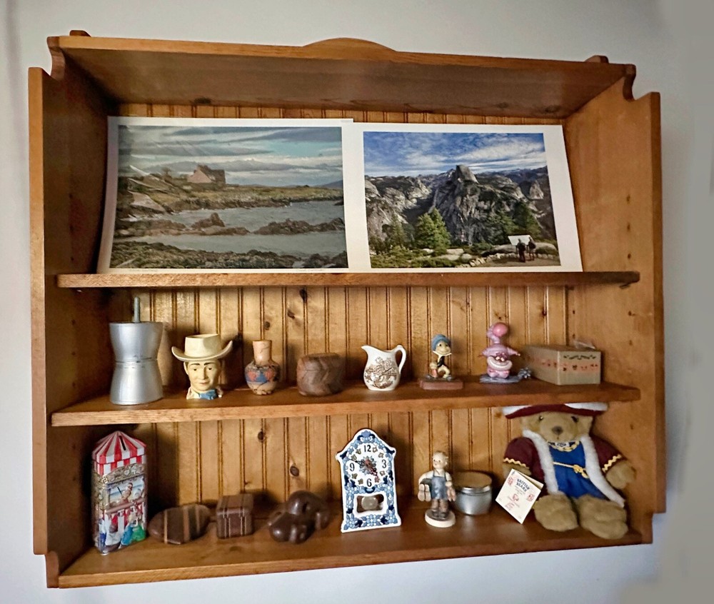 Solid Pine 2 Shelf Custom Case Circa 1980 Hang on Wall Display China, Photos...