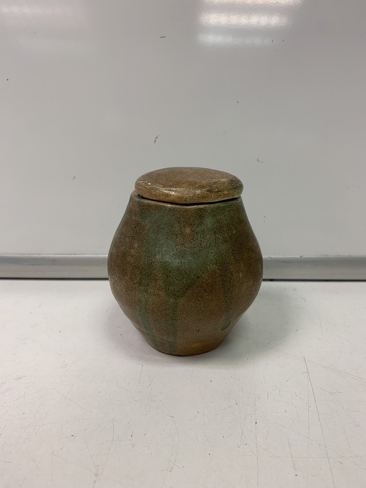 Vintage Handmade Stoneware Pot with Lid