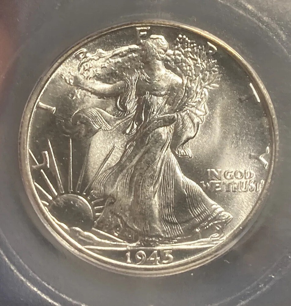 1945 D 50C Walking Liberty Half Dollar MS+++++++++ BU UNC Problem Free