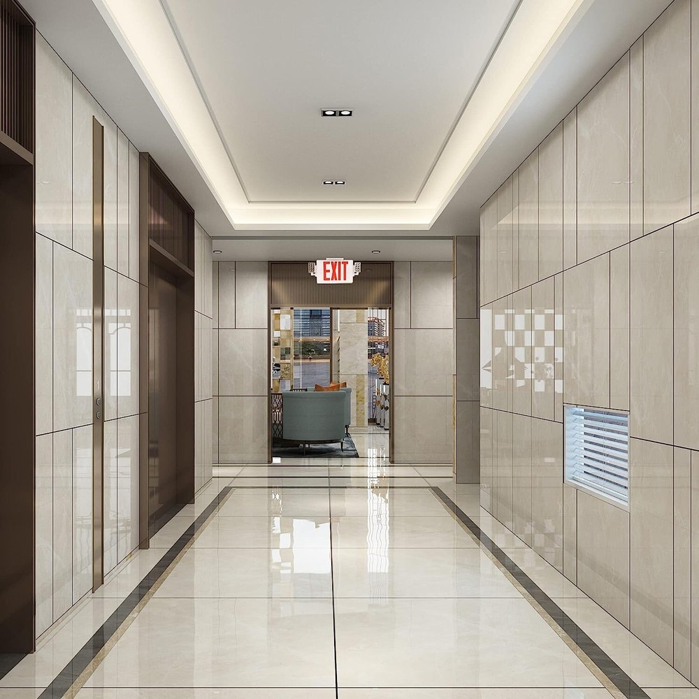 4 Pack LED Exit Sign Emergency Combo Light with Adjustable Two Head Battery UL