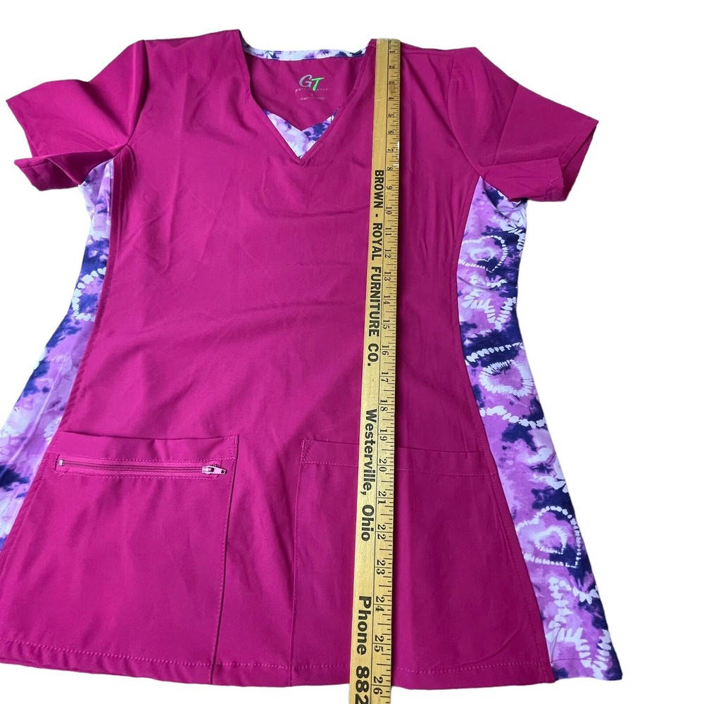 GT Performances Pink Short Sleeve Lightweight Nurses Scrub Top Small