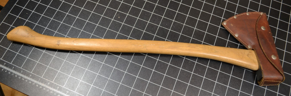 COLLINS CRUISER  AXE WITH ORIGINAL SHEATH - ORIGINAL HANDLE - SADDLE AXE