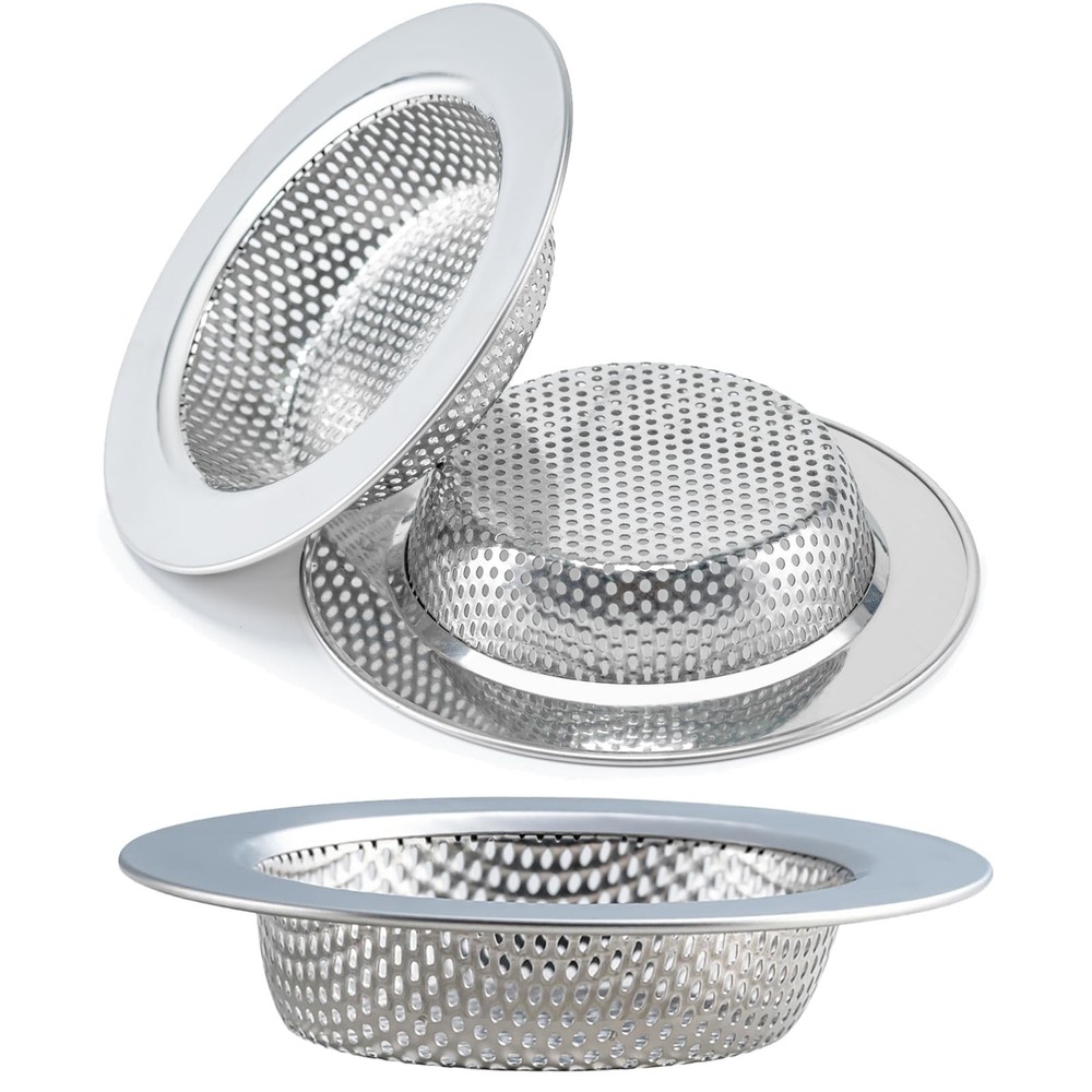 3 Pcs Sink Strainer for Most Kitchen Sink Drain Basket, Upgraded Double-Layer...