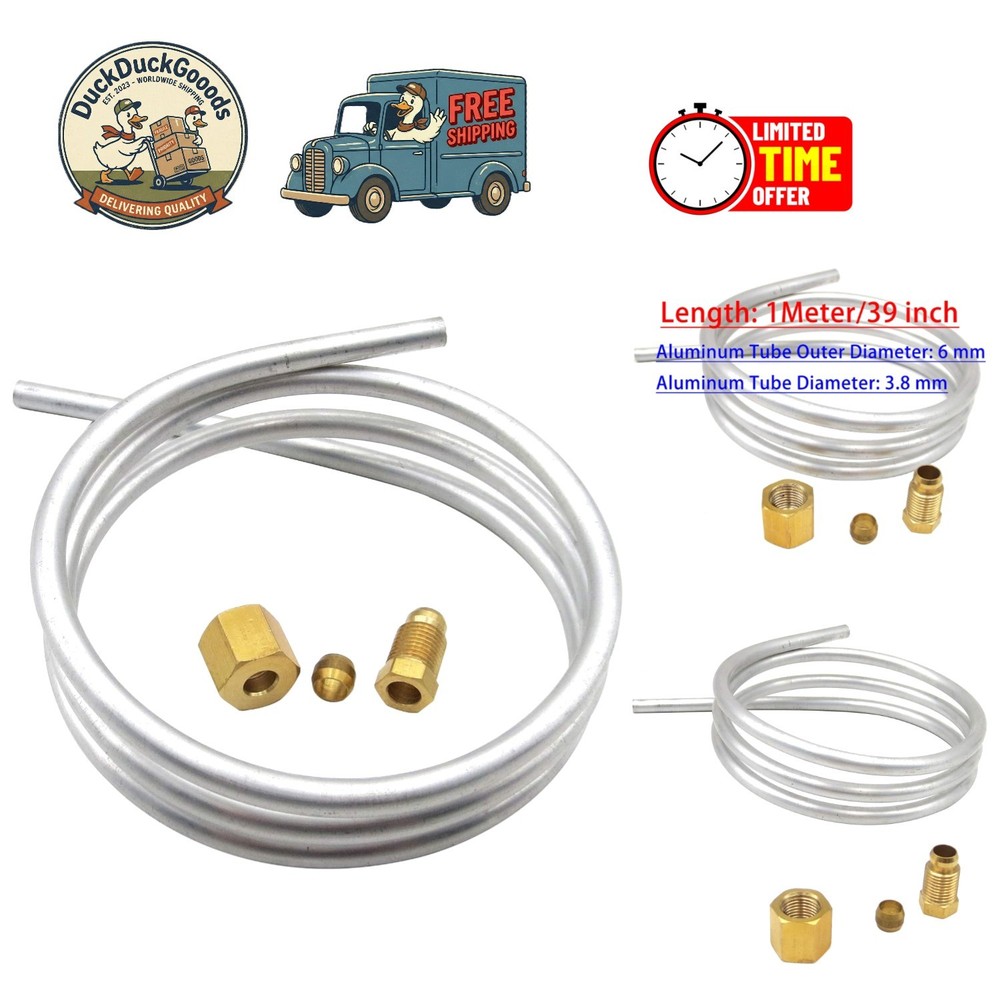 0.24" Aluminum Tubing with Olive Fittings for Gas Water Heater - 1m