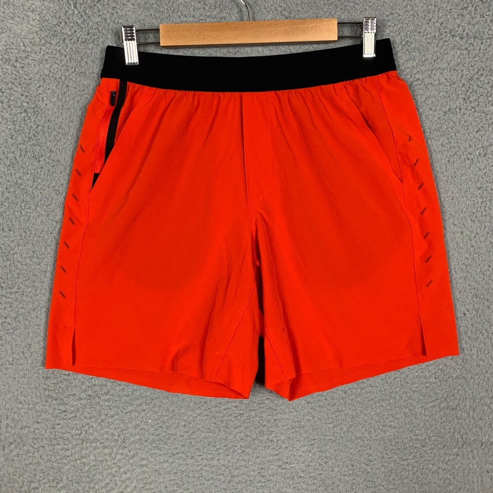 Ten Thousand Interval Shorts Mens Medium Lava Red Performance Stretch Athleisure