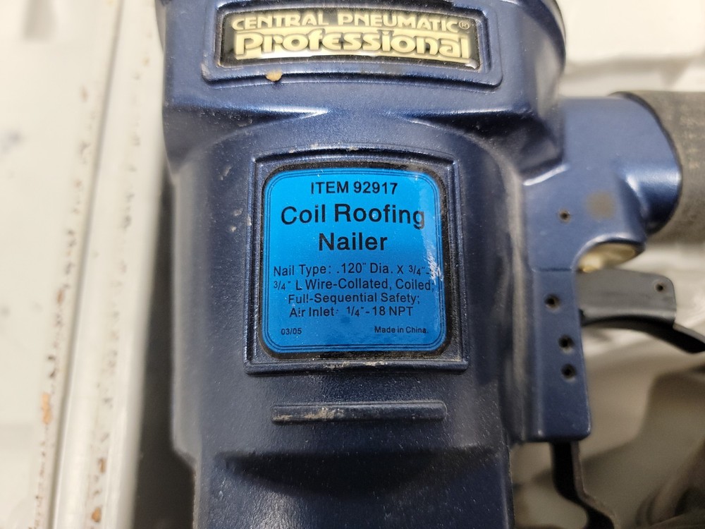 Central Pneumatic Coil Roofing Nailer Model 92917