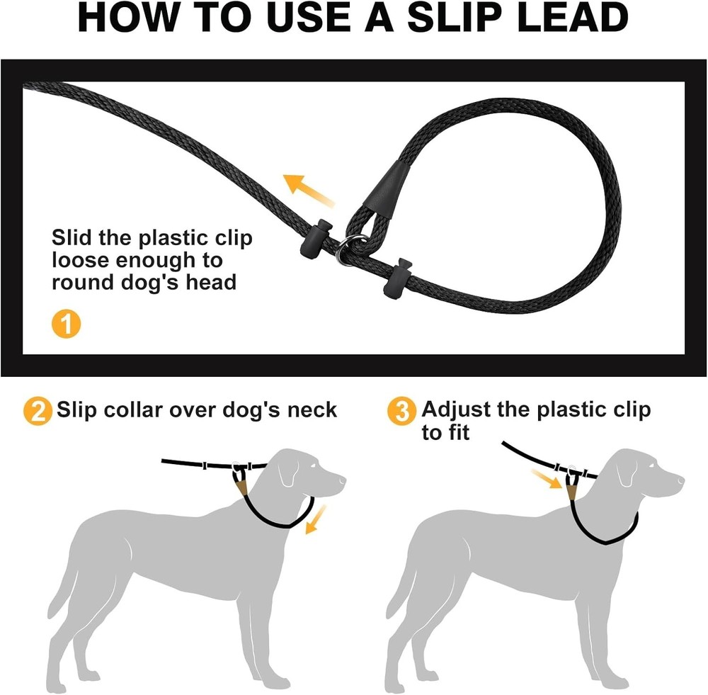 Lynxking Reflective Slip Lead Rope, Training Leash No Pull