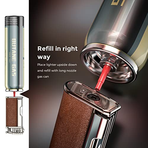 Angled Soft Flame Butane Pipe Lighter with Metal Tools - Refillable Gift for