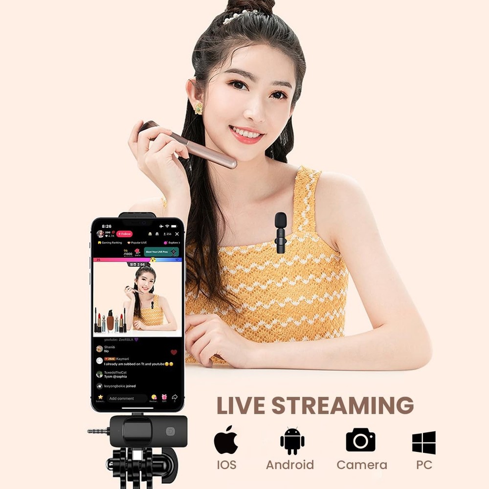 Wireless Lavalier Microphone, Professional Wireless Lavalier Lapel Mic, Porta...