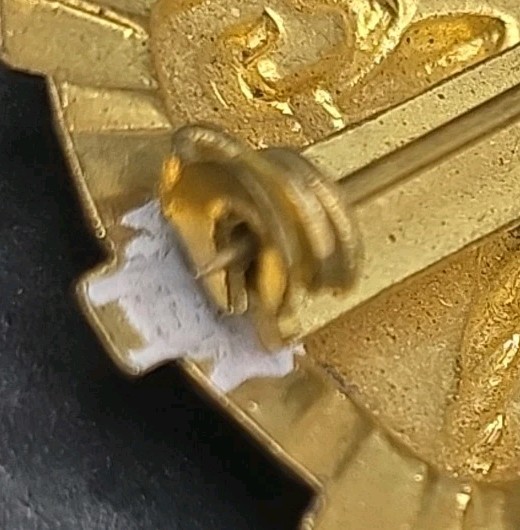 Pressed Metal Fleur-De- Lis And Crown Brooch Pin
