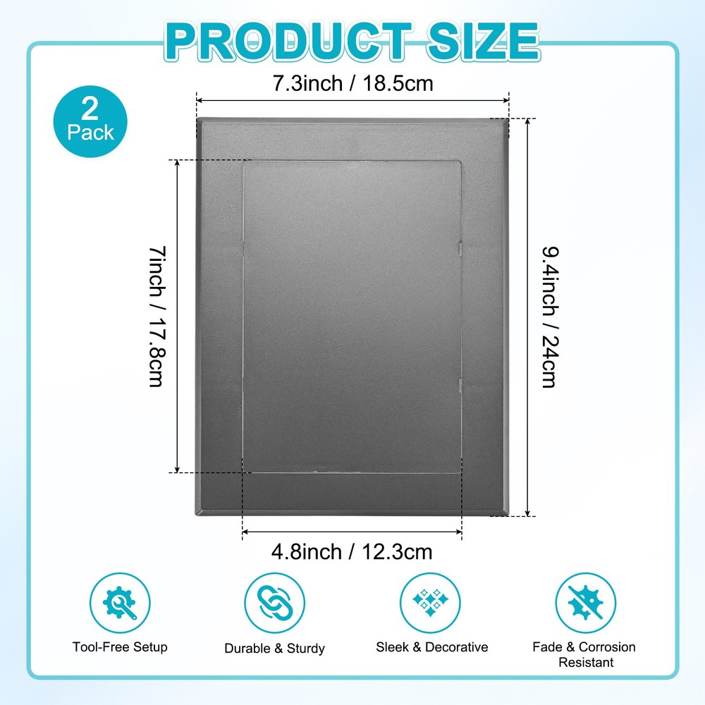 2-Pack Access Panel for Drywall, 7x5" Plastic Removable [Grey, Rectangle]