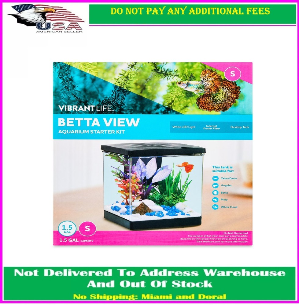 1.5 Gallon Aquarium Starter Kit LED Light Filter Small Fish Tank Betta Desktop